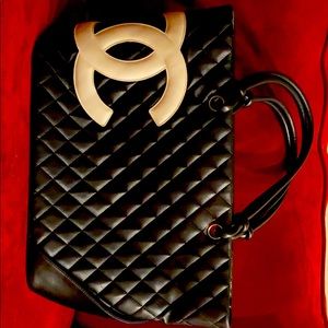 Chanel Black Leather Cambon Tote